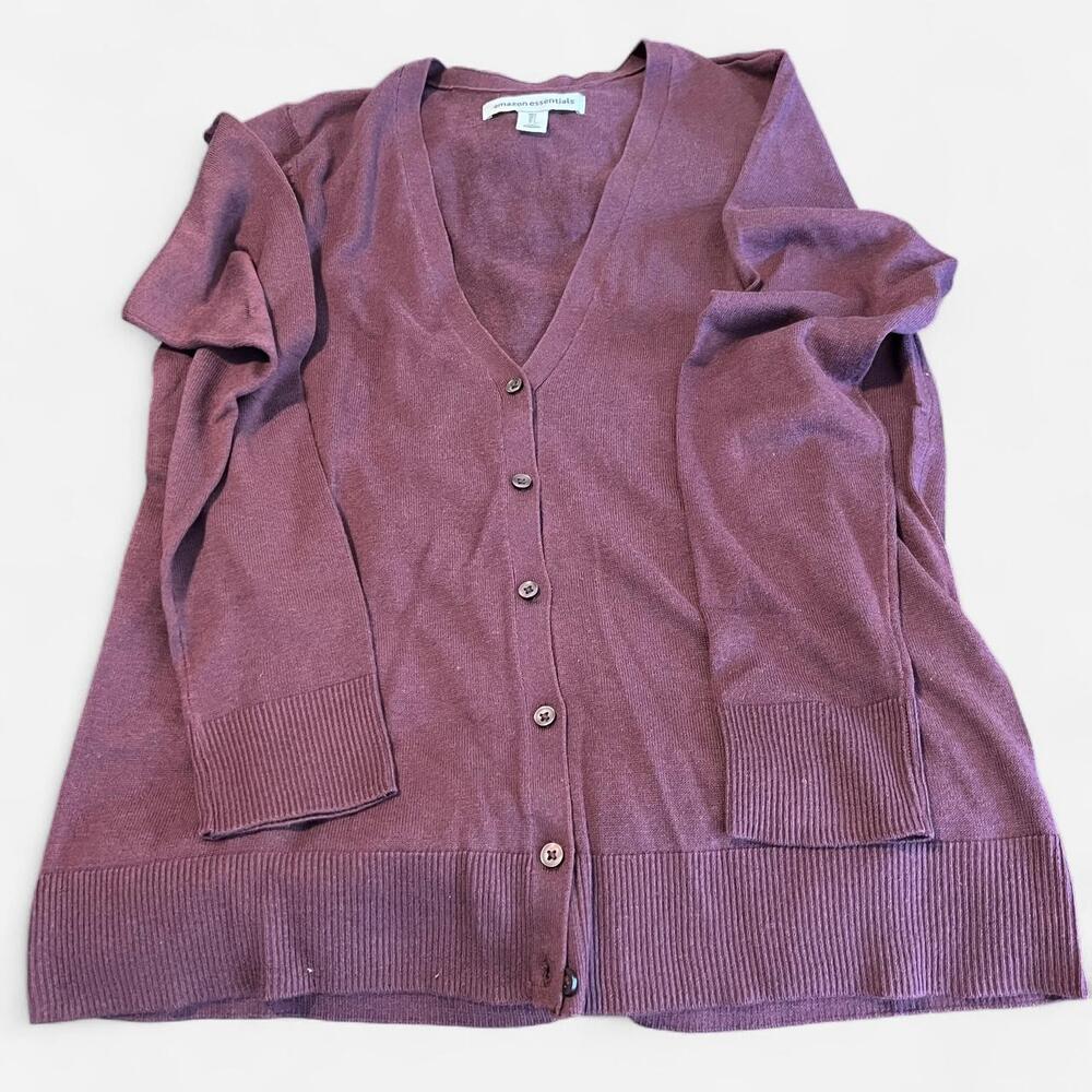 Amazon Essentials Women’s cardigan, burgundy color, size large #cardigans
